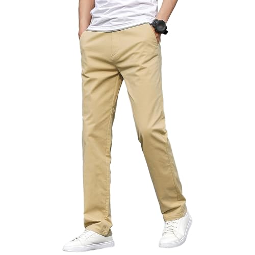 Men Straight Loose Business Fashion Trousers Classic Solid Casual Work Pant Fall Stretch Simple Outdoor Long Pants