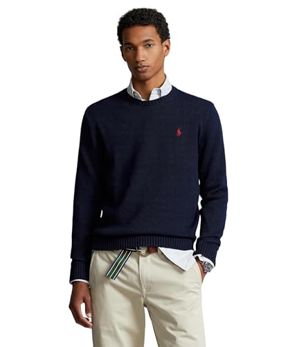 Polo Ralph Lauren Men's Cotton Crew Neck Sweater, Hunter Navy, Large