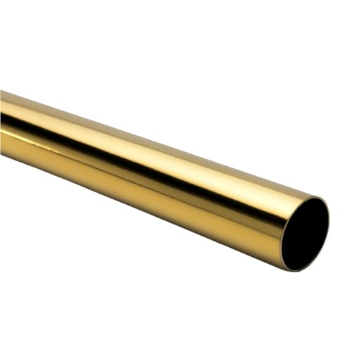 Image of William Hopkins Decorative Round Tube – Brass & Chrome Plated Steel – 19mm & 25mm x 914mm Wardrobe Rail/Furniture Tube (Brass Plated, 19mm)
