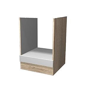 Herdumbauschrank Valencia ohne Arbeitsplatte hochglänzend weiß Sonoma Eiche Dekor