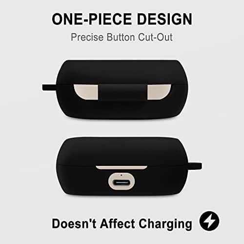 Aocar Silicone Case Compatible with Jabra Elite 7 Active, Jabra Elite 7 Pro, Protective Cover with Carabiner (Black)