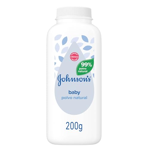 Johnson's Baby Polvo (200 g), polvo natural para toda la familia, polvo suave 99% natural para pieles sensibles, hipoalergénico sin alcohol, parabenos, colorantes ni ftalatos