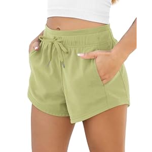 ODODOS Women’s Sweat Shorts with Pockets Cotton French Terry Drawstring Summer Workout Casual Lounge Shorts