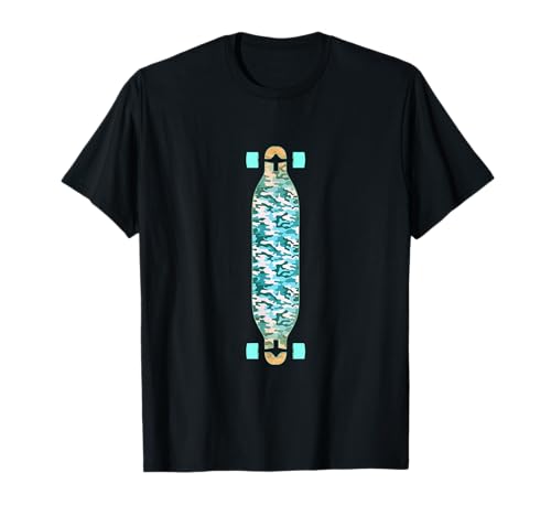 Longboard Skateboard Camuflaje Camiseta