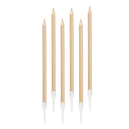 24 Count Metallic Birthday Candles Slow Burning Happy Birthday Cake Candles Long Thin Cake Cupcake Candle In Holders For Lucky Party, Wedding Party, Birthday Party Congregation (Champagne Gold) #TOP3