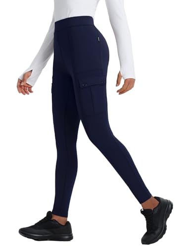 baleaf Women's Fleece Lined Leggings Thermal Hiking Pants Water Resistant Pockets Winter Warm Cargo Insulated Tights