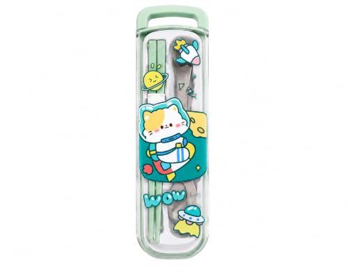 Image of Kids Cutlery Set with Box | Stainless Steel Spoon /Fork /Chopsticks | BPA-Free Food Grade Portable Lunch Utensils for School, Travel, Picnic & Camping