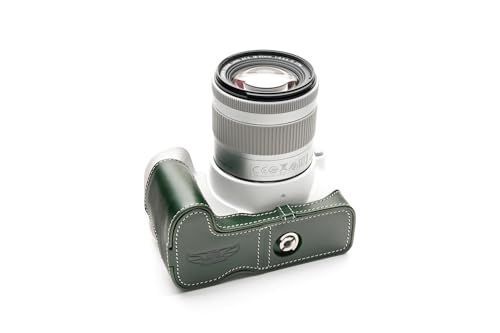 Housse Canon 200D II en cuir véritable vert fait main