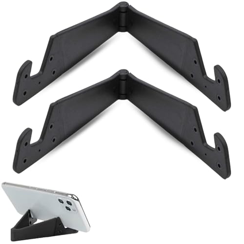 Soporte para móviles, Soporte Mesa móvil y Tablet, Soporte de Escritorio para Smartphone, Angulo de hasta 90º, Compatible con Todos los Modelos, Apto para Viaje, Color Negro, 2 Unidades