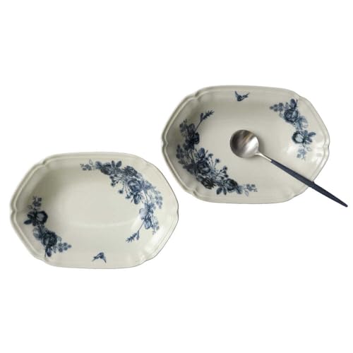 Feliceフェリーチェ [美濃焼]Blue Rose オーバルベーカー ペアセット[Felice-フェリーチェ-藤田陶器]