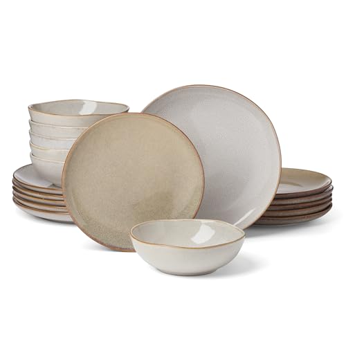 Oneida 899208 Organic Shades Oatmeal 18-Piece Dinnerware Set, Service For