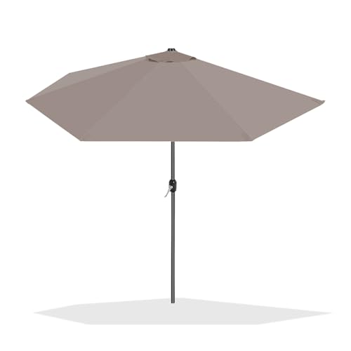 Acomoda Textil – Sombrilla Jardín Media Luna con Forro Anti UV. Parasol de Aluminio con Manivela, Toldo Semicircular con 135x270 cm para Terraza, Jardín y Patio. (Topo)