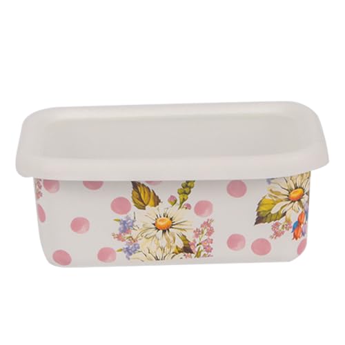Alipis Enamel Bowls with Lid, Salad Mixing Bowl Prep Bowls Fresh Keeper Containers Bowls Nesting Storage Bowls Refrigerator Preservation Enamelware for Fruit Salads A, 15.00X10.00X7.00CM, White 1