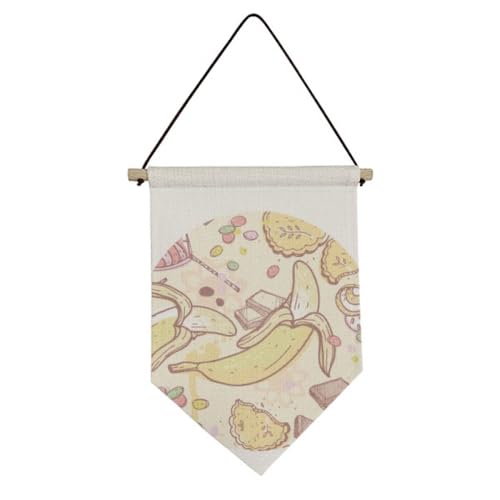 Bannière décorative en toile imprimée au motif bananier graphique