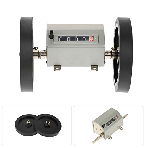 Fdit Roller-Type Meterzähler, Rolling Rad 5 Digits Zähler Rolling Wheel 0-9999.9 Längenzähler Messlänge Max. Geschwindigkeit 350 RPM Grau Reset