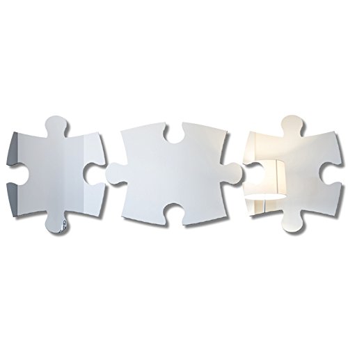 Miroir Déco Pièces de Puzzle Décoration Murale 3 Pièces 120 x 45 cm