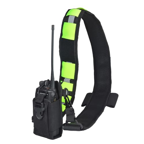 Set di fondina per radio, ampia tracolla regolabile con clip per microfono e design imbottito anti-rotazione, compatibile con diversi tipi di walkie-talkie