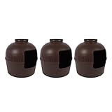 3Pcs Cat Litter Box, Corner Enclosure Litter Tray Artificial Plants Pot for All Seasons Living Room Bedroom Bathroom Decor (Brown)