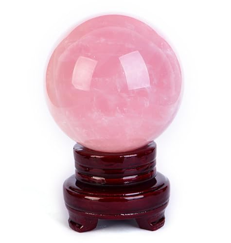 Cristal de quartz rose boule sculptée de 13cm, sculpture d'exception - 6