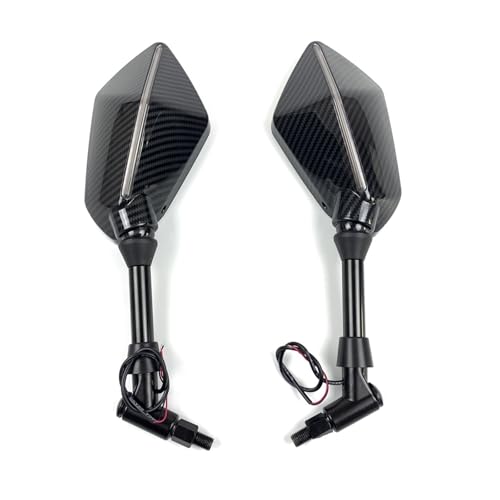 Espejos moto de carbono con intermitentes LED universales rosca 10mm par completo