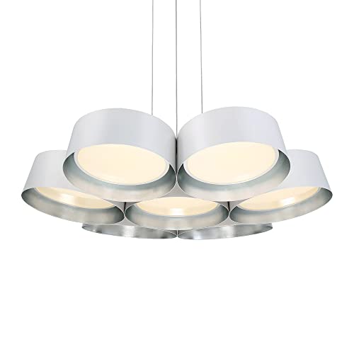 Modern Forms, Marimba 34In Led Chandelier 3000K In White With Silver Leaf #TOP2