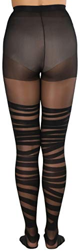 Image of ToBeInStyle Women's Strappy Zig Zag Lace Up Bandage Print Fashion Goth Tights