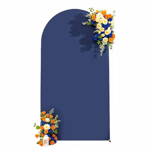 7.2 FT Arch Backdrop Cover Stretchy Navy Blue Arch Covers Elastic Spandex Fabric for Chiara Backdrop Stand Wedding Decor for Birthday Baby Shower Banquet Party Supplies