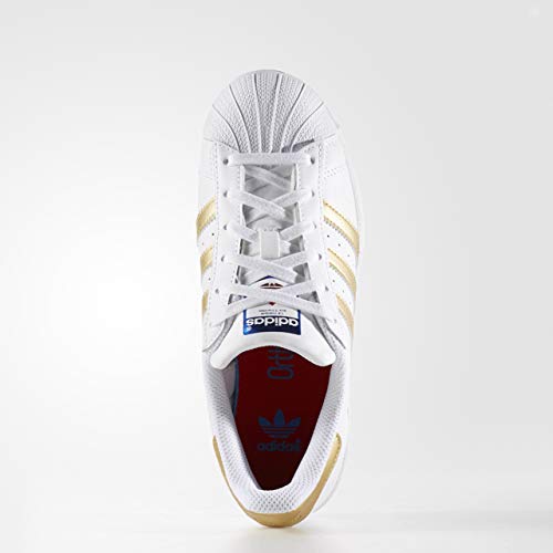 Adidas Originals Kids' Superstar, White/Gold Metallic/Blue, 4 M Us Big Kid #TOP1
