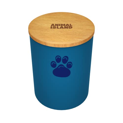 Animal Island Leckerlidose für Hunde aus Glas mit Holzdeckel Keksdose Hund Snackdose Hund Hundekeksdose Trockenfutterbehälter Tierfutterbehälter (3000 ml, Deep Sea Blue) Cover