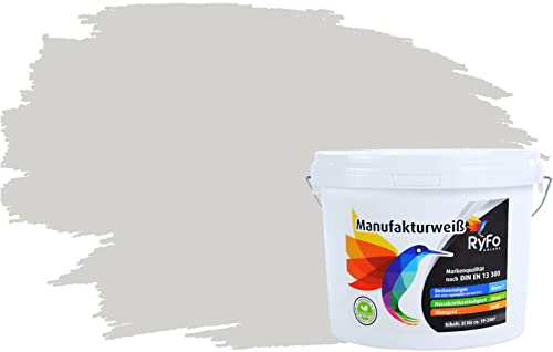 RyFo Colors Bunte Wandfarbe Manufakturweiß Seidengrau 3l - weitere Grau Farbtöne und Größen erhältlich, Deckkraft Klasse 1, Nassabrieb Klasse 1 RyFo Colors Bunte Wandfarbe Manufakturweiß Seidengrau 3l - weitere Grau Farbtöne und Größen erhältlich, Deckkraft Klasse 1, Nassabrieb Klasse 1