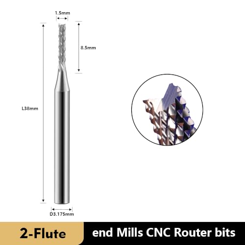 Image of Carbide End Mills CNC Router Bits for Engraving and Milling.5 Pcs D1.5x38mm