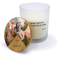 Velas personalizadas con tapa de madera. Velas aromáticas para