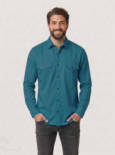 Image of Men's Firozi Double Flap Pocket | Regular Fit S Size | Solid Spread Collar | Versatile Everyday Office Wear Comfortable |Stylish Design | Shirt