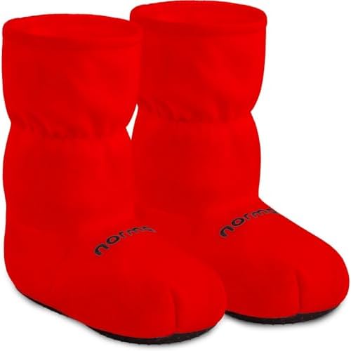 normani® Körnerpantoffeln für die Mikrowelle mit Leinsamenfüllung - extra hoher Schaft Farbe Rot Größe L=41/45