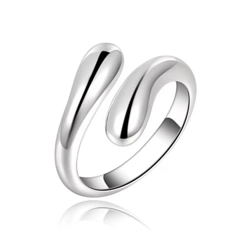JRYXDS Anillo Mujer Plata Anillos De Plata Ajustables Para El Pulgar Anillos De Gota De Agua, Hipoalergénico Acero Anillo Grueso En Forma De Llágrima