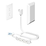homekit wall plug europe  Flat Plug Extension Cord 3FT with Outlet Covers Baby Proofing,Ultra Thin Outlet Concealer with Cord Concealer Kit,3 Outlet Power Strip,13A 125V 1625W,Universal Size for Home,Kitchen,ETL Listed,White