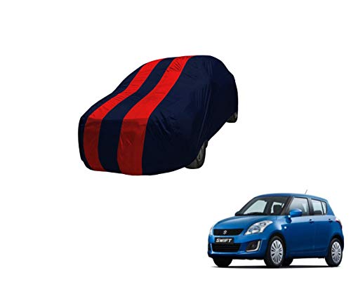 Image of Auto Hub Car Cover Compatible with Maruti Swift (Model : 2017-Till Date) with Mirror Pocket,Triple Stitched, Weather Proof, Swift Car Cover- Navy-Red