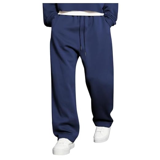 JMIERR Jogginghose Herren Baumwolle Baggy Hosen Loose Outdoor Hose 2026 Casual Trainingshosen mit Taschen Blau,XL