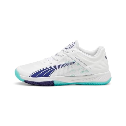 PUMA Femme Accelerate Turbo W+ Indoor Court Shoe, White-Electric Peppermint, 36 EU