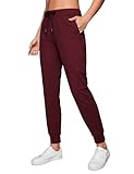 CRZ YOGA 4-Way Stretch Workout Joggers for Women 28' - Casual Travel Athletic Pants with Pockets Red Merlot Medium