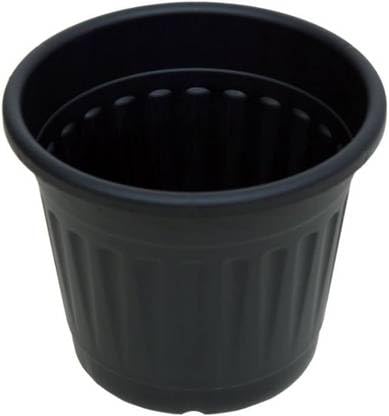 Black Plastic Plant Pot – 10 Inch Round Vertical Design Flower Pot with Drainage Holes for Indoor & Outdoor Gardening
