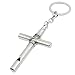 クロスホイッスルキーホルダーペンダント 金属製安全ホイッスルクロス緊急犬ホイッスル キーホルダーキーリング付きバックパックバッグ用 シルバー1個