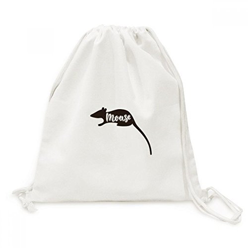 Sac à dos cordon Souris en Noir et Blanc toile