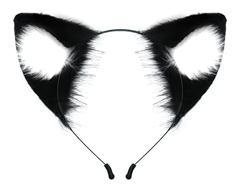 QinRuan Cat Fox Faux Fur Ears Headband Cute Halloween Fancy Dress Cosplay Handmade Animal Furry Ears Hair Hoop