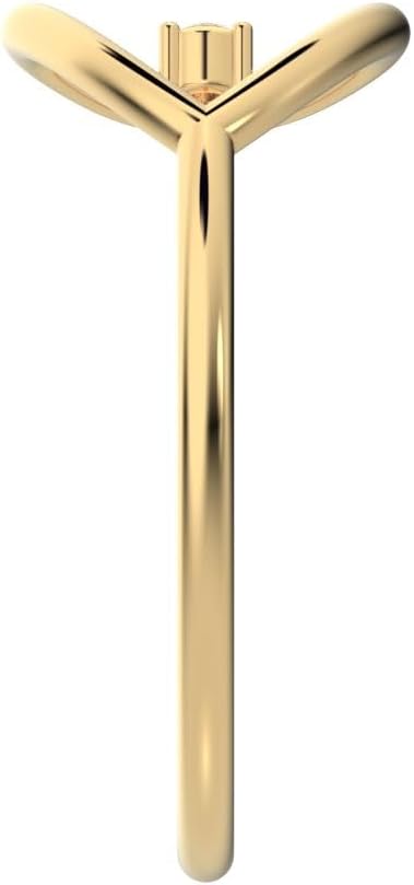 Clara Pucci 0.03 Ct Round Cut Diamond Dainty Minimalist 1 Stone Vertical Eye Abstract Cocktail Solid 14K Yellow Gold Everyday Ring