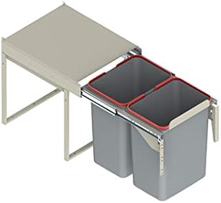 REJS RECYCLE BIN PULL OUT SOFT CLOSE KITCHEN WASTE BIN 300MM - 30 LTR (JC-603) (with front fixing brackets)