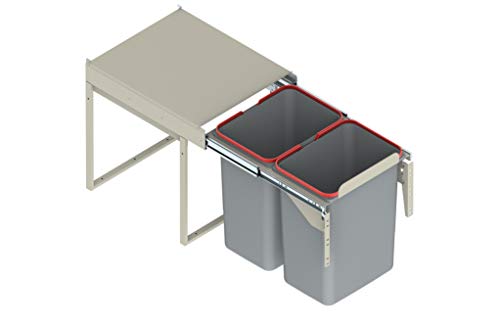 REJS RECYCLE BIN PULL OUT KITCHEN WASTE BIN W:400mm-2x20L(JC602M) w/front mounting