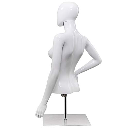 Giantex Female Mannequin Torso Adjustable Height Detachable Arms Dress Form Display w/ Metal Stand, Bright White
