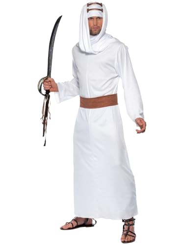 Smiffys Costume Lawrence d'Arabie, blanc, robe, coiffe et ceinture Halloween, Carnaval
