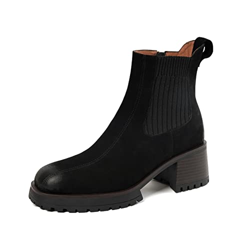 Bottes femme en cuir véritable et laine d'hiver élégantes à boutons dorés